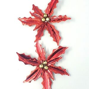 Set Of 2 Christmas House Holly Ornaments
